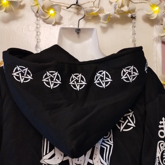 Baphomet Wiccan Symbols Hoodie Gothic Pentagram Witchcraft Pagan Hooded Jacket - Picture 2 of 12